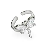Eve's Addiction Sterling Silver CZ Dragonfly Toe Ring