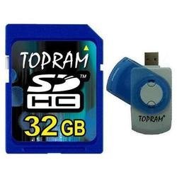 TOPRAM 32GB 32G SD SDHC Secure Digital Class 6 Memory Card with R5 Multi-function Card Reader