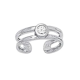 Body Jewelry: Cubic Zirconia (CZ) Toe Ring in 14K White Gold by MyJewelryBox.com