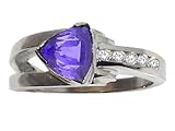 1.00 cts Genuine Tanzanite Ring - 14kt White Gold LIFETIME WARRANTEE