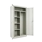 Alera Assembled Wardrobe Cabinet, 1 Fixed/3 Adj Shelves, 36 x 18 x 72, LGY