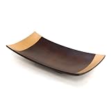 Sleek Handmade Decorative Mango Wood Tray / Platter With Gold Trim And Softly Curved Design