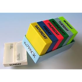 7 Day Pill Box Organizer 2 Compartment Blue Tray- Made in the Usa