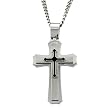 Stainless Steel Men's Cross Pendant with 24 Inch Curb Chain
