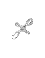 Sterling Silver Cross Charm w/ Clear CZ Elegant Italian Pendant 925 Italy 18mm with 1.8mm Curb Chain