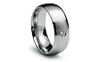 Stainless Steel Ring Dome Center with CZ Satin High Polish Band 8mm