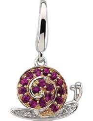 Genuine Pink Sapphire & Diamond Snail Charm 14K White 65999
