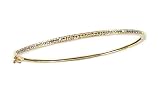 10k Gold Plated Sterling Silver Blue Diamond Stackable Bangle Bracelet (1/4 cttw)