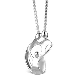 Small Sterling Silver 2Parent/1Child Loving Family (R) Pendant
