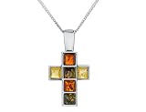 Amber Cross Pendant in Sterling Silver .925 with chain