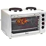 Avanti OCRB43W Convection Oven Rotisserie With 2 Built-In Cook Top Burners