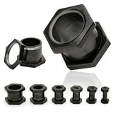 Blackline Titanium Hexagon Flesh Tunnel Plug, in 2g (Gauge), Sold Individually