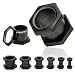 Blackline Titanium Hexagon Flesh Tunnel Plug, in 4g (Gauge), Sold Individually