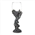 ROARING DRAGON GOBLET MEDIEVAL MYTHICAL GLASS POLYRESIN