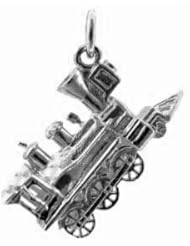British Jewellery Workshops Silver 16x27mm solid Steam Locomotive charm