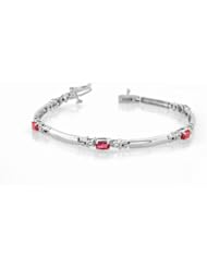 1.80cttw 5x3 Oval Ruby and Diamond Bracelet set in 14k Gold