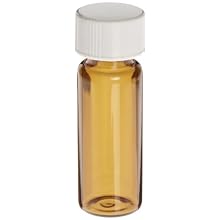 National Scientific Glass Sample Amber Vials with PTFE/Foam Urethane Liner Septum, 4ml Volume (Pack of 100)