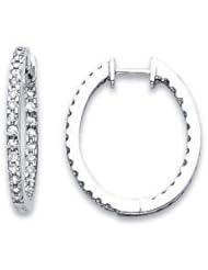 14k White Gold Oval Shape Round Diamond Earrings .63 ct (G-H Color, I1 Clarity)