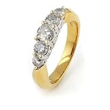 14K Gold Round Cut 1/2 TCW. 5-Stone Diamond Ring - size 7