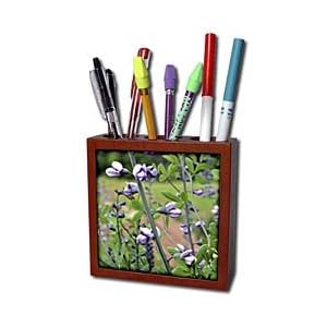 WhiteOak Photography Floral Prints - Slim Purple Flowers on stalk - Tile Pen Holders-5 inch tile pen holder