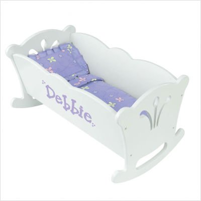 Personalized Doll Cradle Doll Furniture Customize: Yes, Font & Color & Artwork: Marker, Pink, Heart