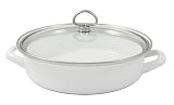 Chantal Enamel-On-Steel 3 Quart Saute and Serve with Tempered Glass Lid, Glossy White