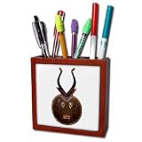 African Art - African Mask - Tile Pen Holders-5 inch tile pen holder