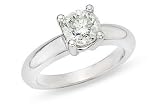 1 Carat Diamond 14K White Gold Bombay Shank Solitaire Ring