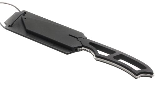 Columbia Tactical Tanto Neck Knife avec étui Kydex avec sifflet Couteau de poche de couteau dans le noir - léger et portable!