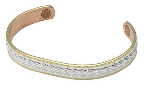 Sabona Gold/Silver Rope Duet Copper Magnetic Bracelet, Size Large