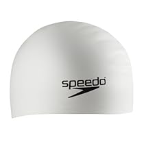 Speedo Silicone Long Hair Swim Cap, White, One Size
