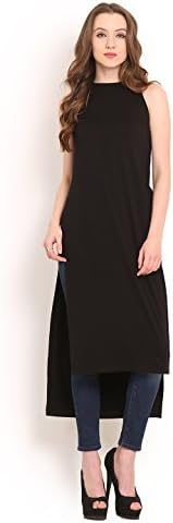 Women's Black Maxi Hi Low Hem Long Top