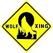 WOLF CROSSING sign * street animal dog wild
