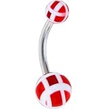 Red PATCHWORK Belly Button Ring
