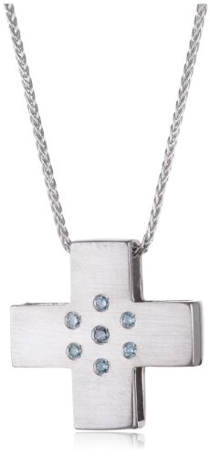 Bella Donna Damen-Collier Kreuz 925 Sterlingsilber 7 Diamanten blau behandelt Piqu&eacute;1 43 cm Preisvergleich