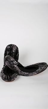 SAMARA FOLD UP BALLET FLAT SERPENT BLACK..FOOTWEAR WITH OUTER SOLES OF LEATHER. UPPERS CONSIST ...