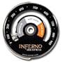 Inferno Stove Top Meter (3-30) Magnetic surface thermometer calibrated to measure temperatures on stove top. Rich black porcelain enamel. Stylish new design featuring gray, white, and orange recommended burn-temperature zones. Helps you conserve wood and avoid excess creosote. Quality manufactured in our North Carolina factory.