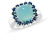 5 Carat Blue Chalcedony & Sapphire Sterling Silver Ring