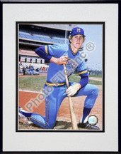 Milwaukee Brewers Robin Yount - Posed Knelling - Matted 8X10 Photo In Aluminum Frame