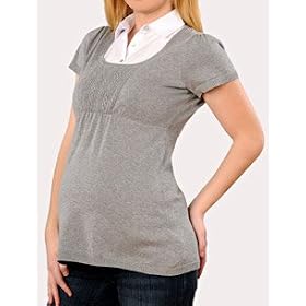 Motherhood Maternity: Short Sleeve Mock Layer Maternity Sweater