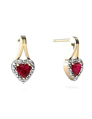 Created Ruby 14kt Yellow Gold Earrings