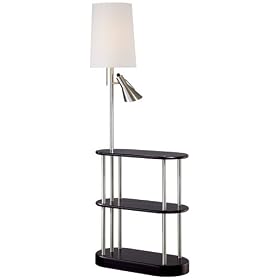 Triple Shelf Brushed Steel Espresso Floor Lamp: Home Improvement