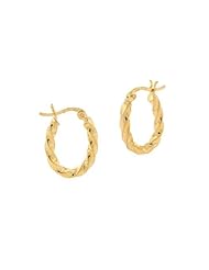 Goldtone Finish Silver 3mm Oval Twist Hoop Earrings