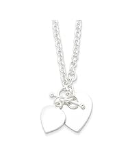 Sterling Silver 18in Double Heart Toggle Necklace. Metal Wt- 16.5g