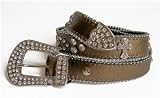 Copper Colored Leather Rhinestone Belt with Crosses