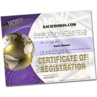 A Personal Web Domain Name Kit - Certificate of Registration