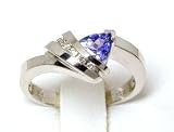 14k Trilliant Tanzanite & Diamond Ring - Size 8.0 in White Gold