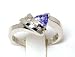 14k Trilliant Tanzanite & Diamond Ring - Size 8.0 in White Gold