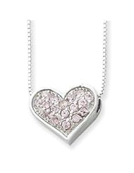 Sterling Silver CZ Heart w/ 18 Box Chain