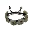 Hand-knotted Vintage Jade Flower Band Bracelet - Adjustable Cord